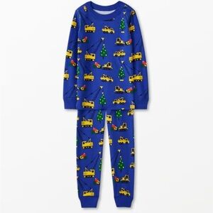EUC! Hanna Andersson Blue Christmas Holiday Crew Pajama Set 8 $52